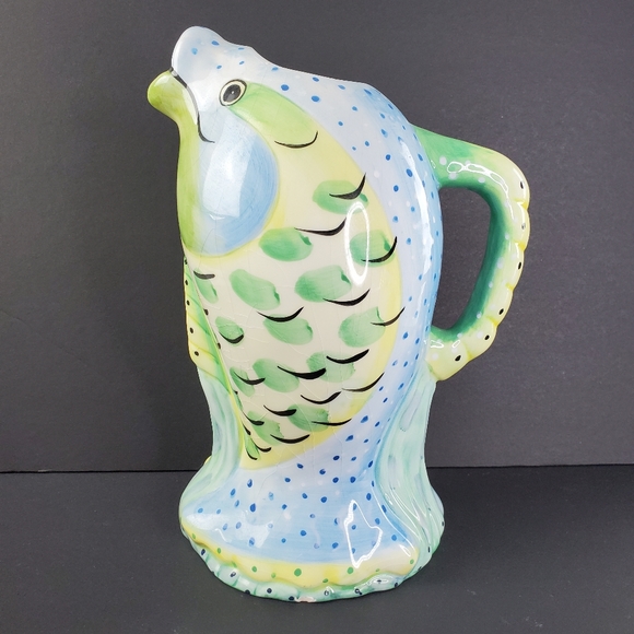 Colourful Ceramic Handled Fish Pitcher HZ - Picture 3 of 7